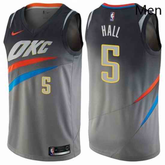 Mens Nike Oklahoma City Thunder 5 Devon Hall Swingman Gray NBA Jersey City Edition